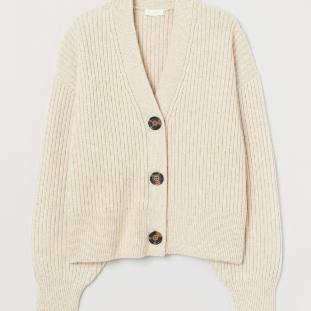 Rib-knit Oatmeal Cardigan
